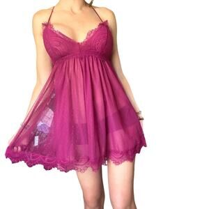 Anthropologie Y2K Lace Babydoll Slip Dress – Coquette Fairycore Mini